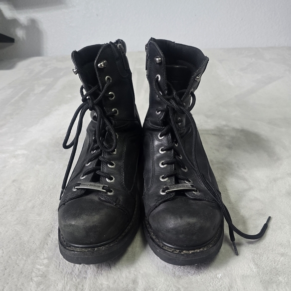 Harley-Davidson Boots Abercorn Sz 11W Leather Biker Motorcycle Side Zipper Black